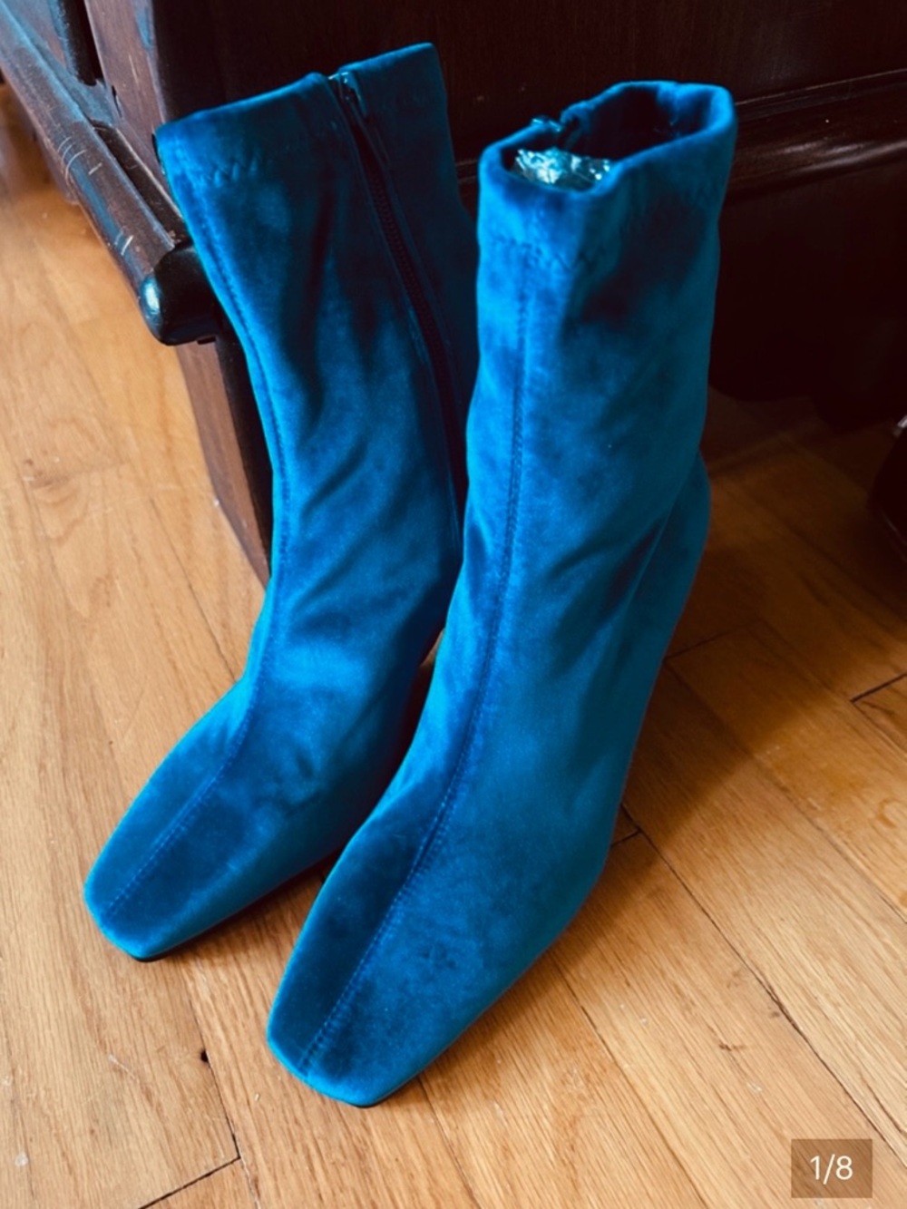 Steve Madden Women's Blue velvet Mid-Calf‎ Heeled Boots 6